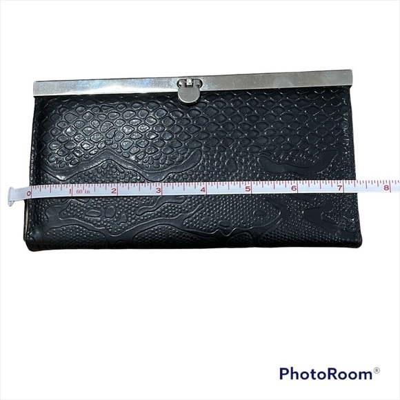 Clutch Wallet - Black Sleek Faux Lizard - Picture 2 of 6
